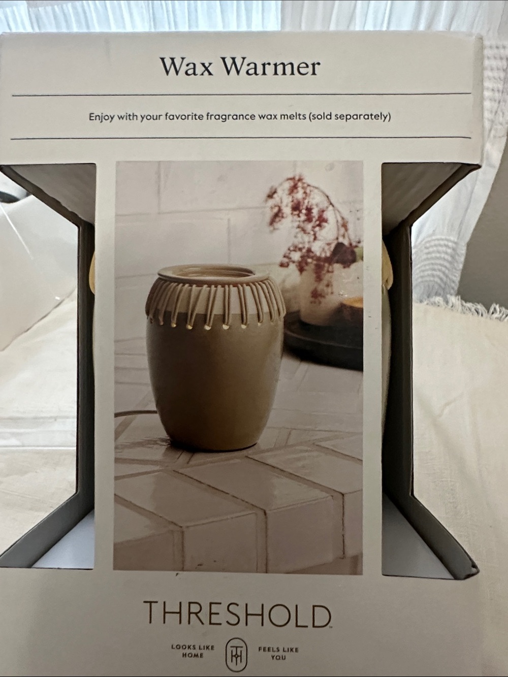 Threshold Sage -Tone Ribbed Ceramic Wax Warmer NWT